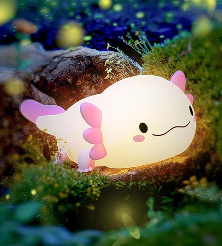 Cute Axolotl Night Light Silicone Nursery Sleeping Lamp Touch Control Nightlights USB Rechargeable Table Lamp for Baby Child